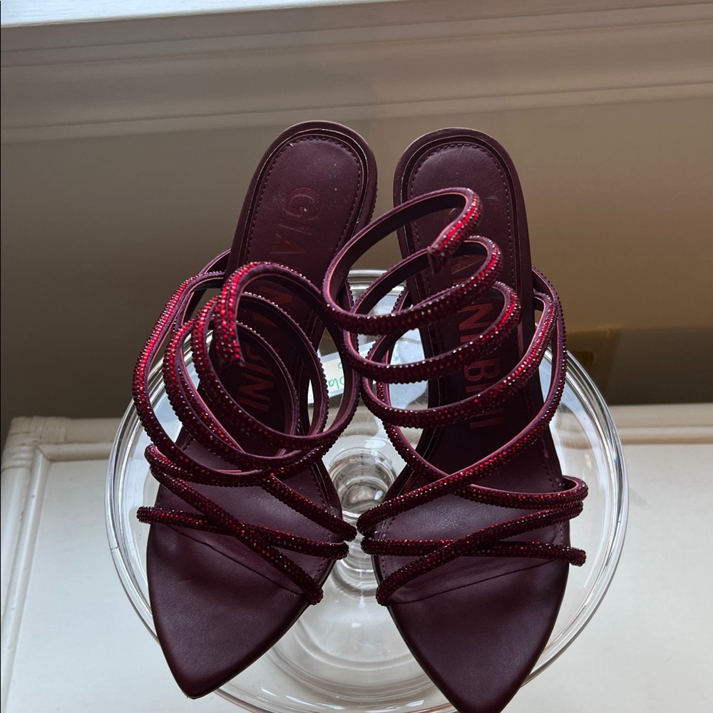 Gianni Bini Burgundy Strappy Heels - Picture 2 of 7